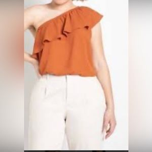 ELOQUII one shoulder top.